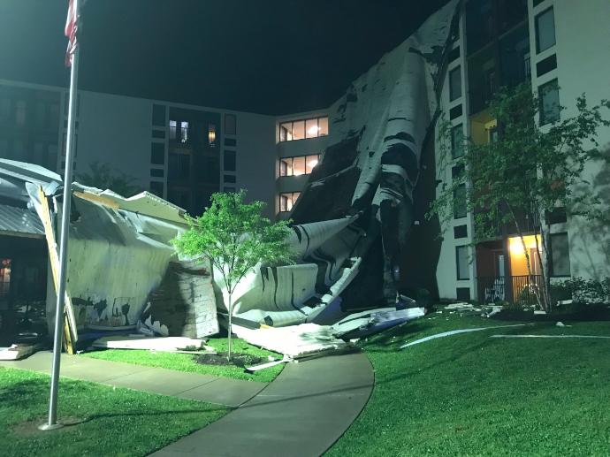 Rubber Roof Ripped Off Building Downtown